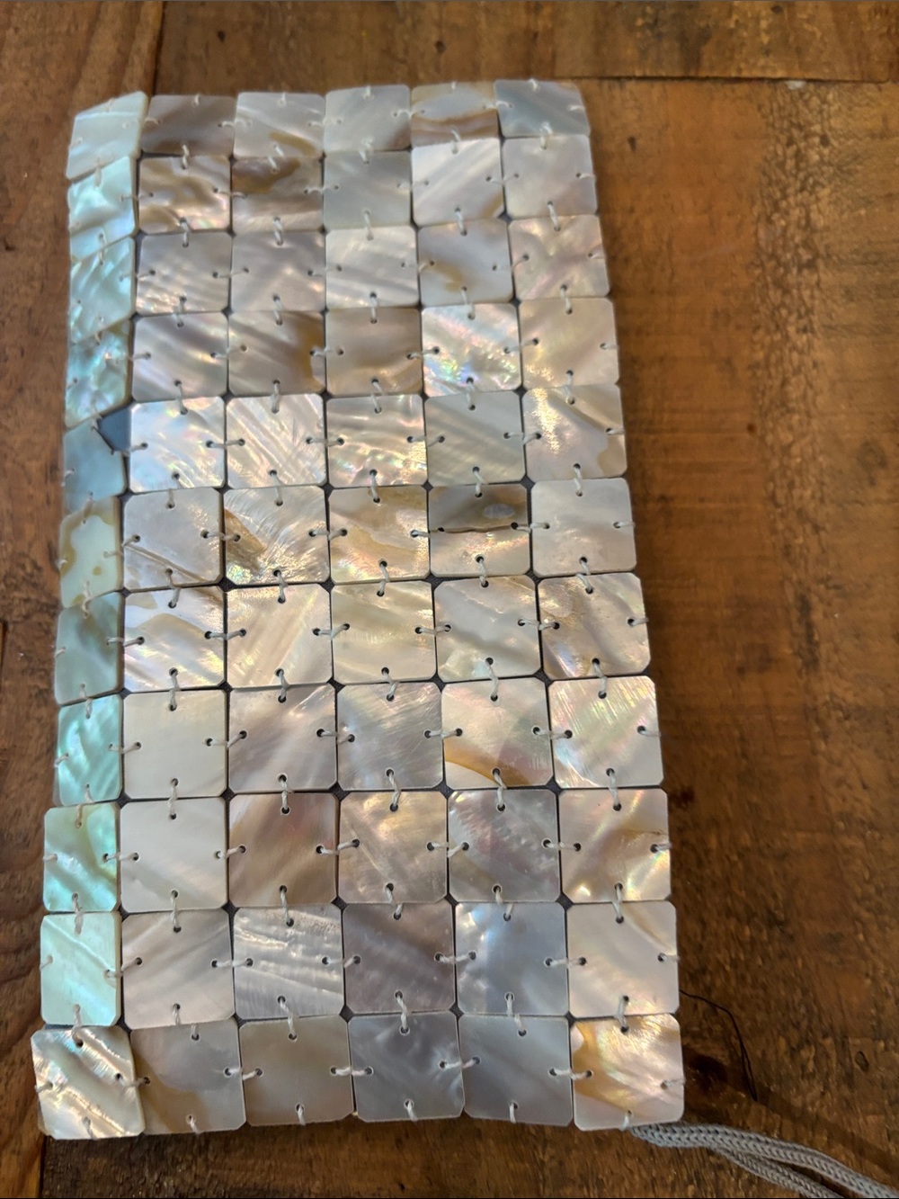 Iridescent Mother-of-Pearl Tile Wristlet Clutch - Picture 2 of 3